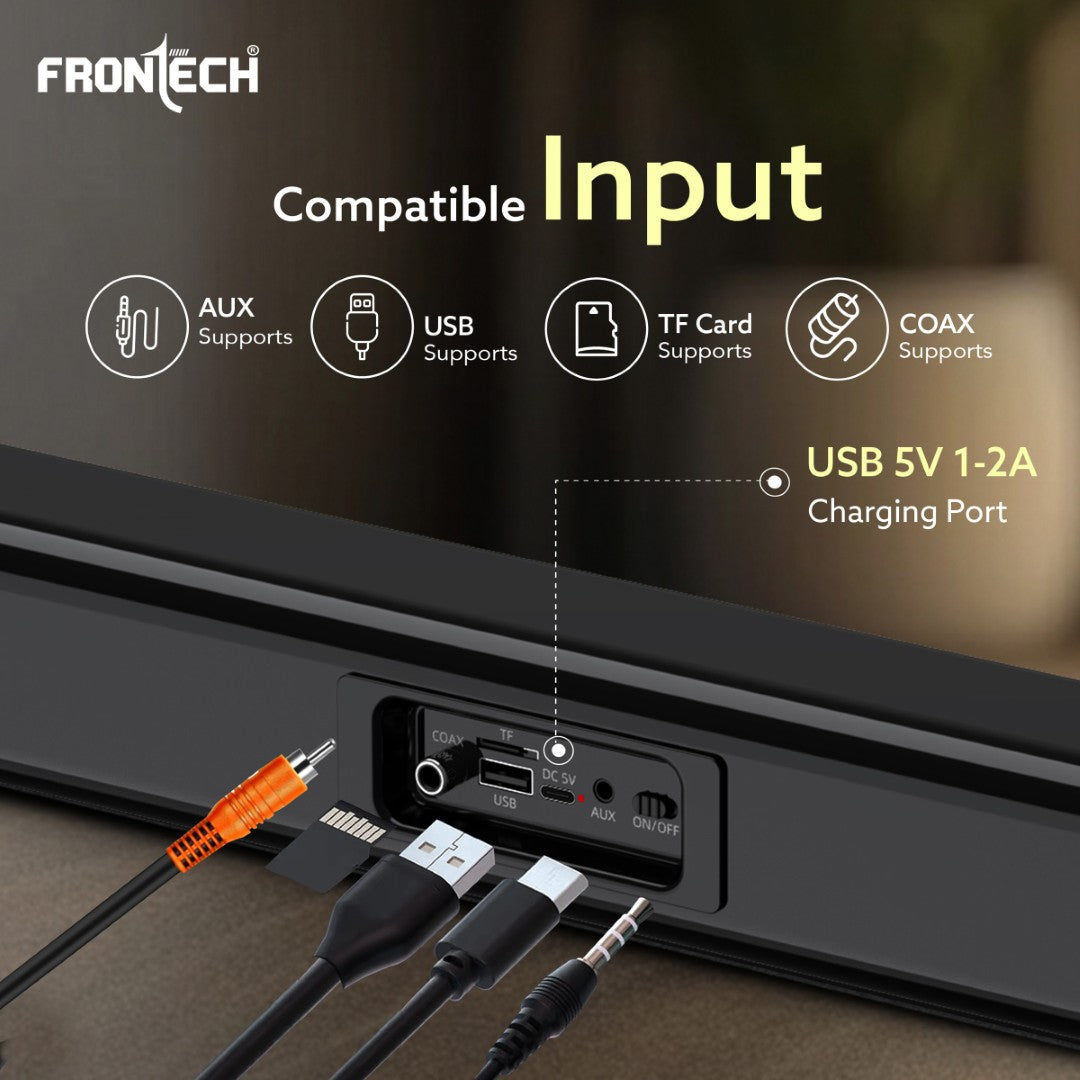 Frontech ECHOBAR Soundbar | 40W Dynamic Sound | Bluetooth 5.3 | Multi-Input Compact Design (SW-0192) Frontech ECHOBAR Soundbar | 40W Dynamic Sound | Bluetooth 5.3 | Multi-Input Compact Design (SW-0192)